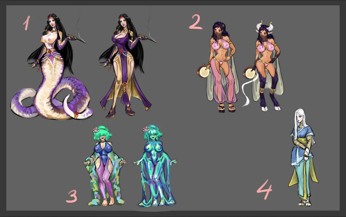 Monster girl design - what character do you like more? by Paleoman Studio