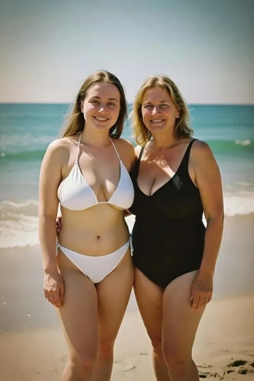 Mother daughter beach day