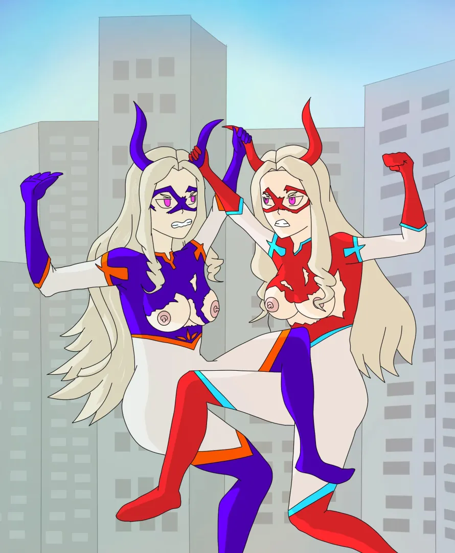 Mount lady doppelganger fighting.