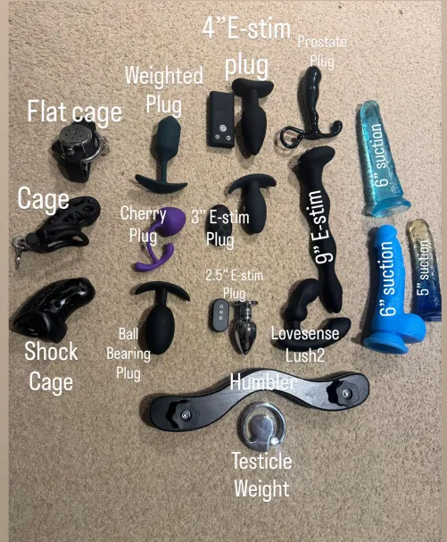 My edited collection, forgot to add my nipple clamps. Overdue for a play