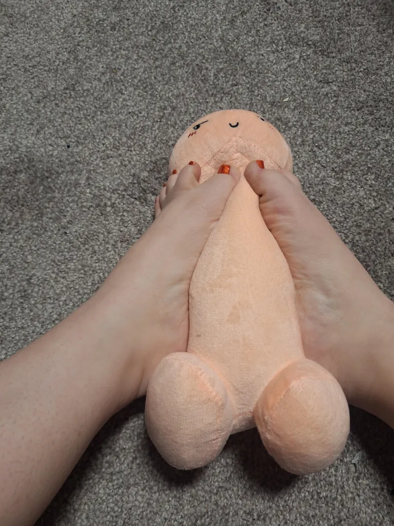 My feet wrapped around this big squishy dick, who's is next?