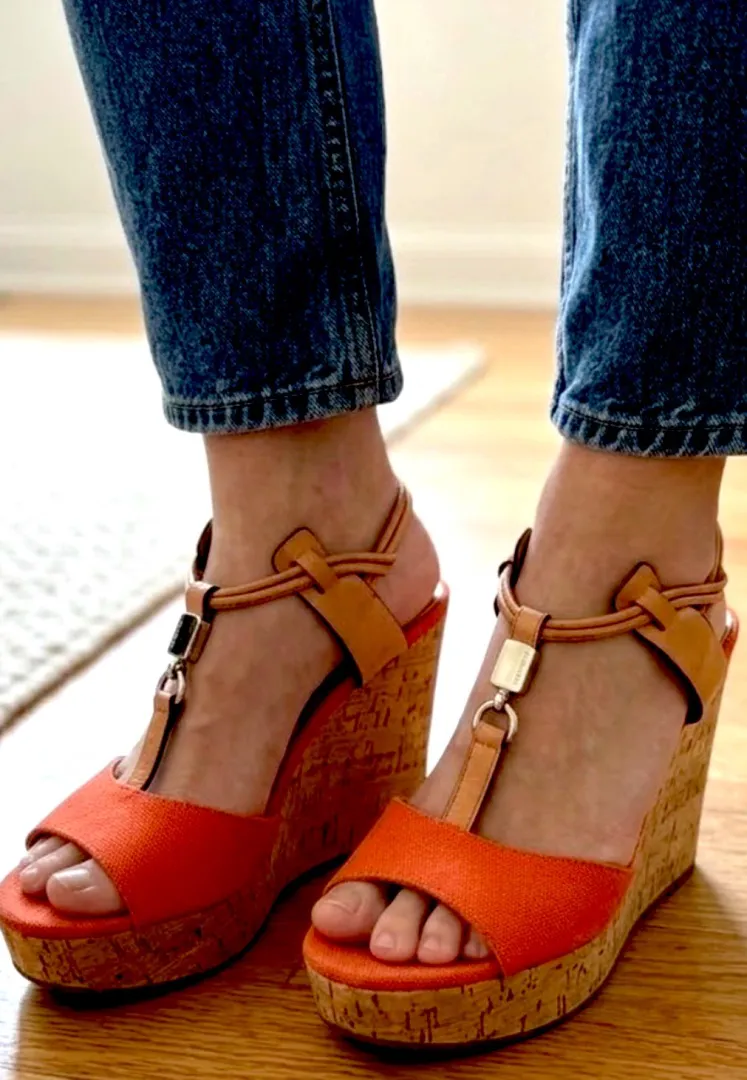 My new Coach wedges. Try not to stain them.