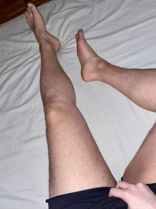 My thick legs and large feet after a long day at work