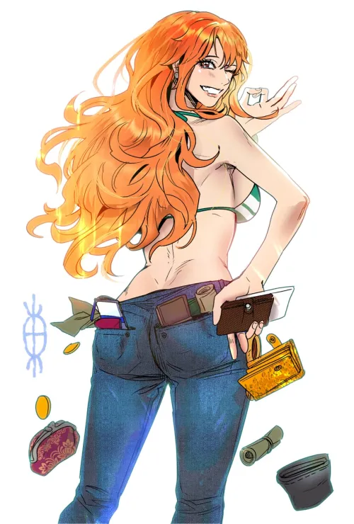 Nami Posing with Her Money [One Piece]
