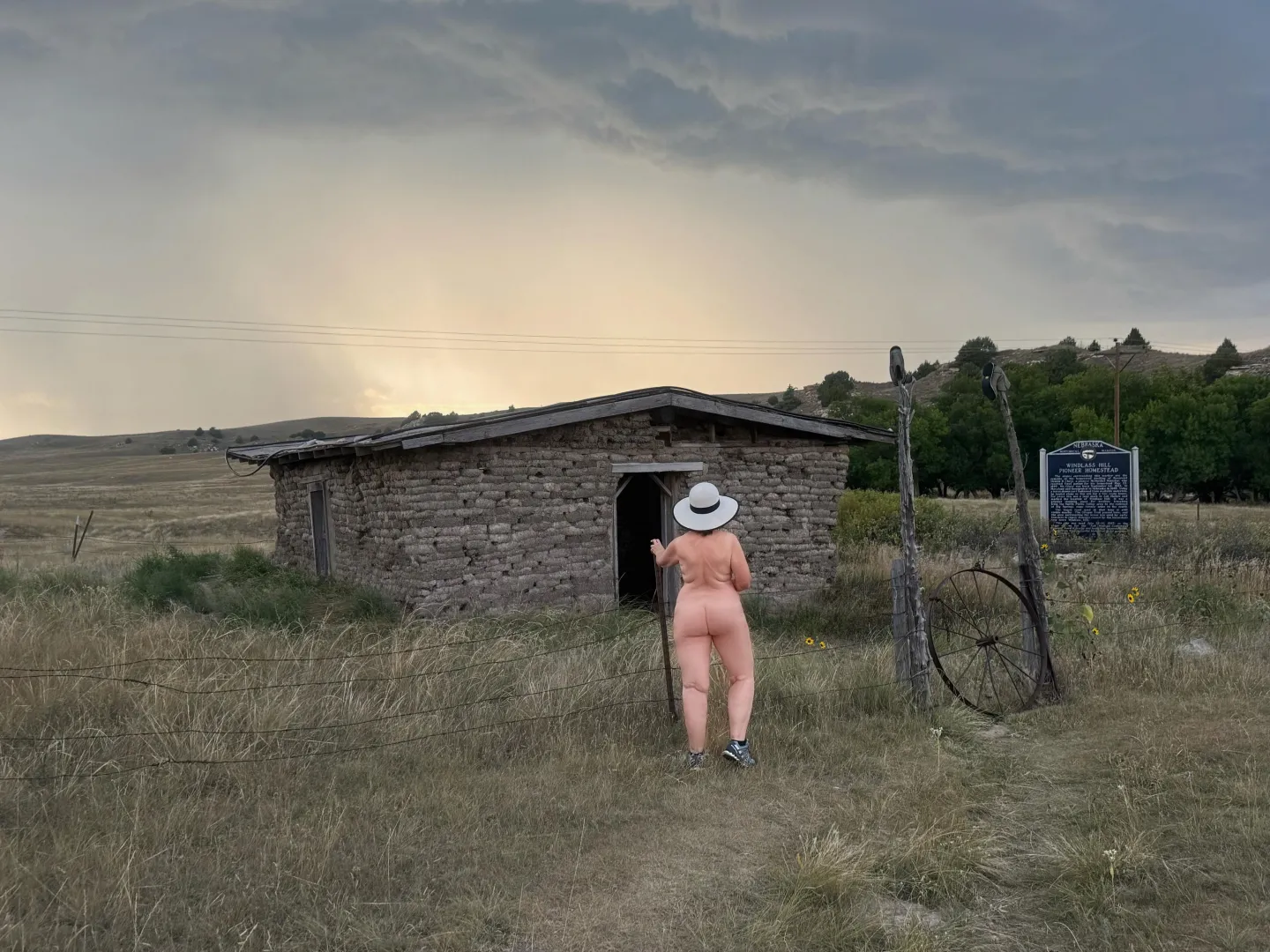 Nebraska Frontier Homestead at sunset 