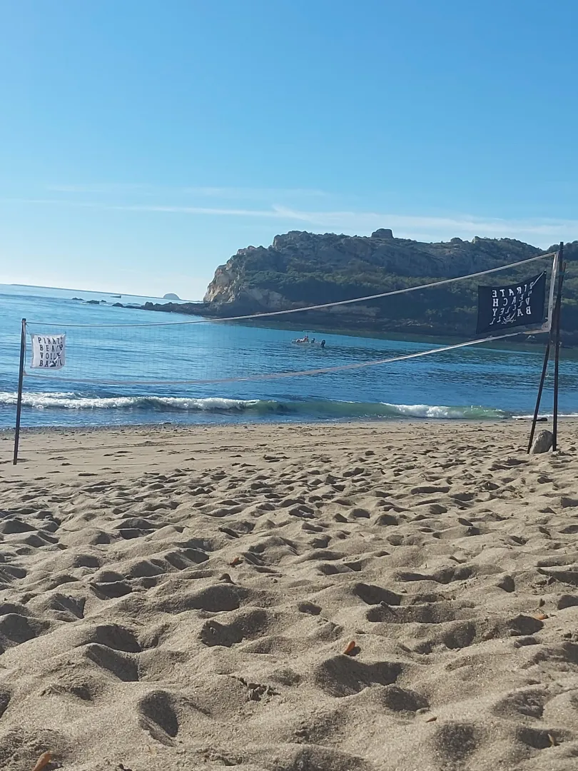 New flags on the volleyball net! I love it!