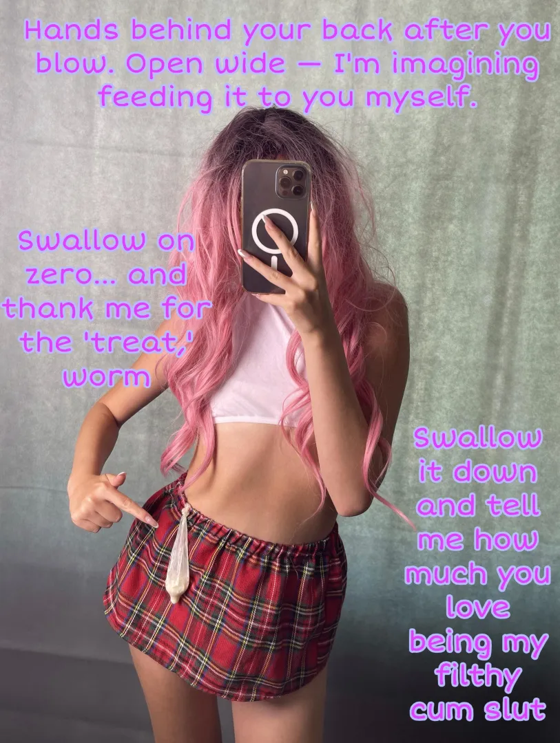 No tissue for loser! Cum on condom and then use your tongue!