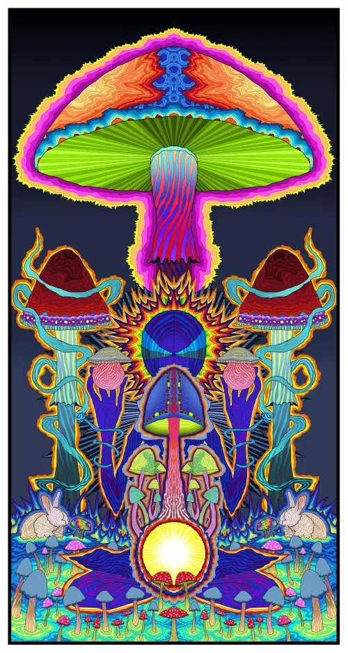 Nomi Meditation On the Illuminating Mushroom, Photoshop drawing/coloring, 2026