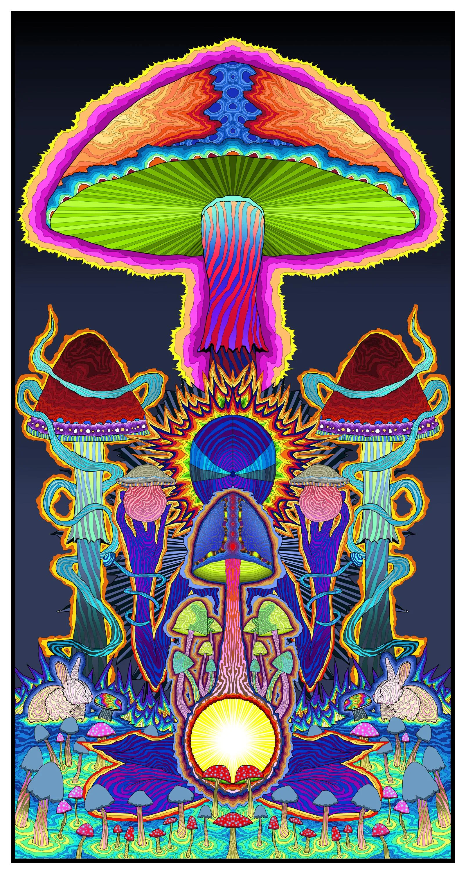 Nomi Meditation On the Illuminating Mushroom, Photoshop drawing/coloring, 2026