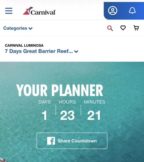 Not long before I’m on Carnival Luminosa