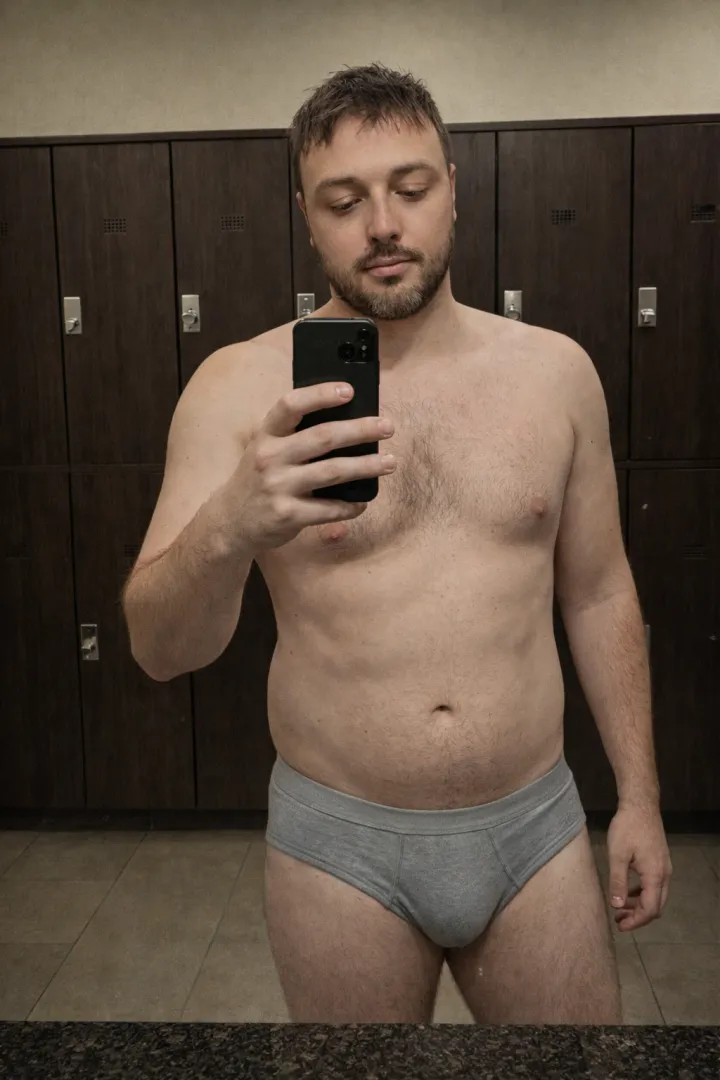 Nothing better than a locker room selfie in briefs… especially when you’ve got an audience 