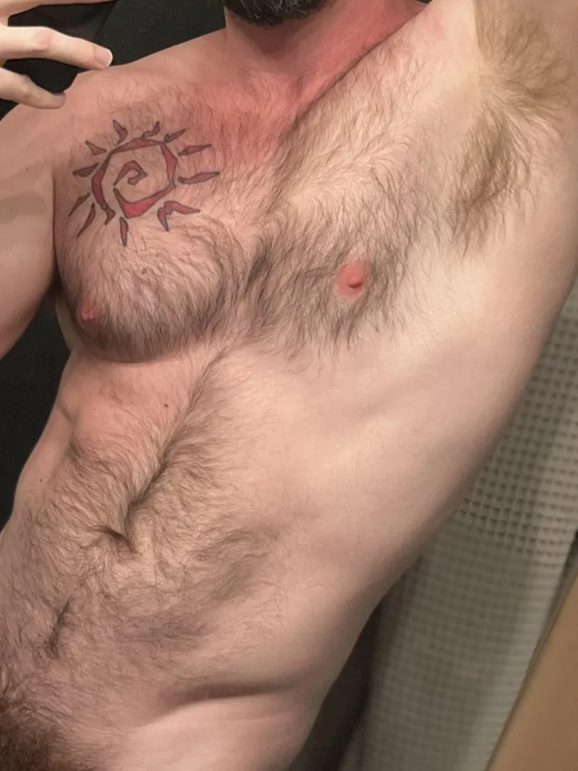 Nude and hairy