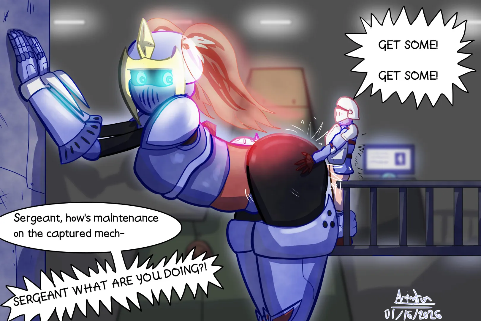 (OC) Drawing my own mecha being fucked by the enemy goons