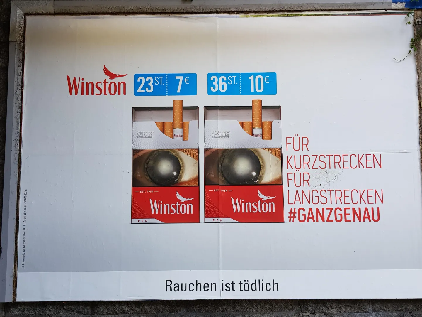One of the last public Cigarette ads Germany in 2022 Advertising is still aloud there with strict regulations