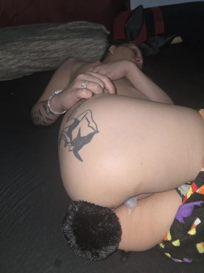 Passed out in my Bunny outfit and breed 😏🤭