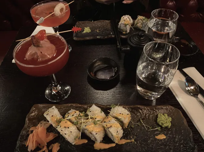 pay for my drinks and sushi like a good simp  i’m out having fun while you stay at home and goon to my pics like a loser 