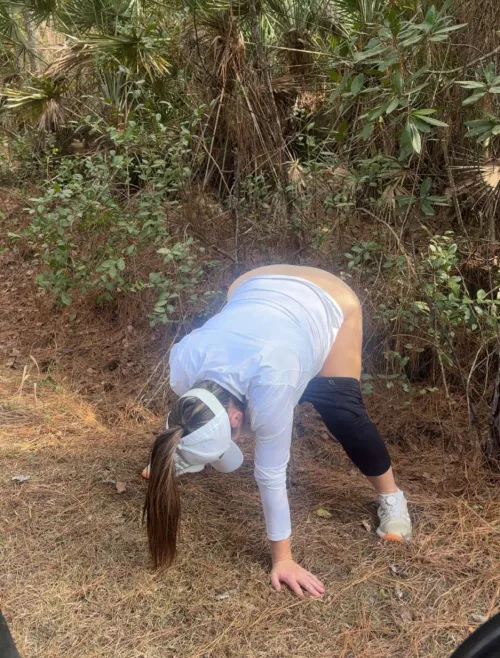 Peeing in the woods while golfing! 