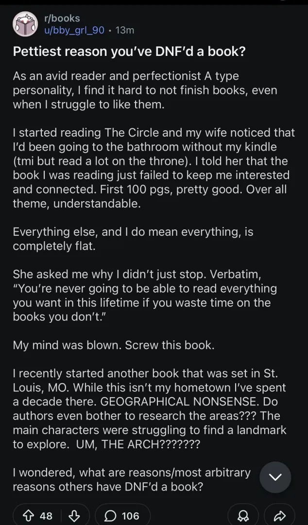 Petty DNF. Mind blown. Screw book.