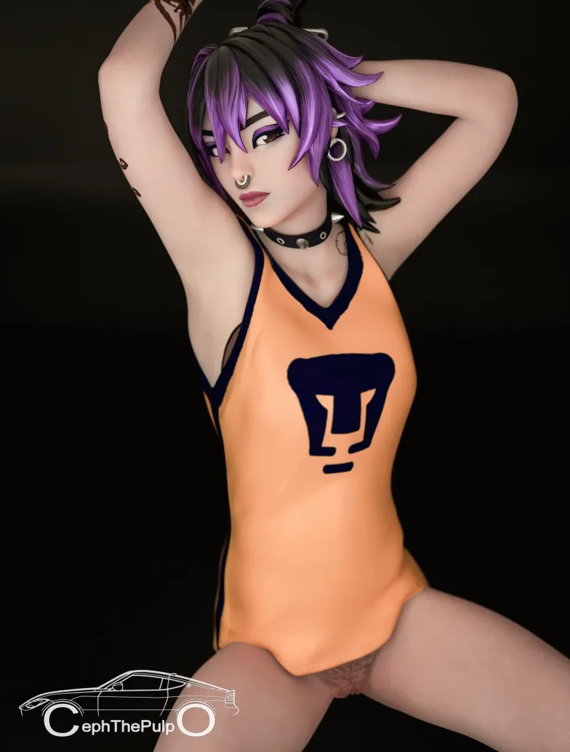 Phaedra is so excited for the game that she forgot to put on some panties (by CephThePulpo on X)