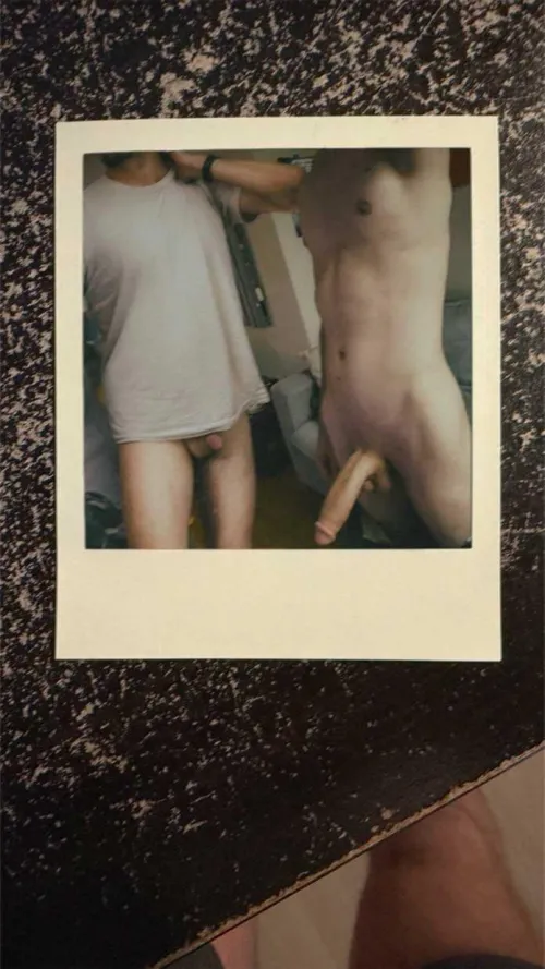 Polaroid taken at a party of a friend and me