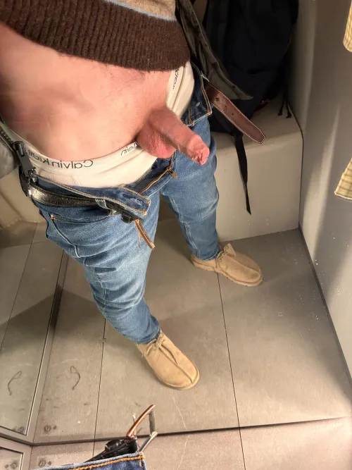 Pulled out a semi in the changing rooms, curtain a little open