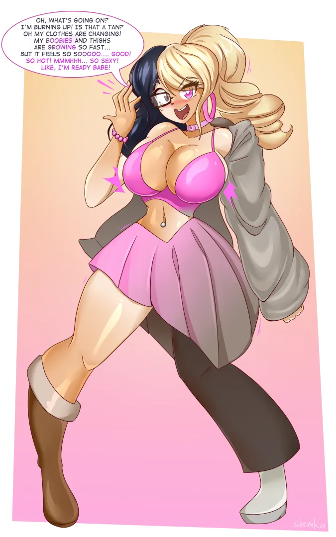 Rapid Bimbofication (art by Slemka)