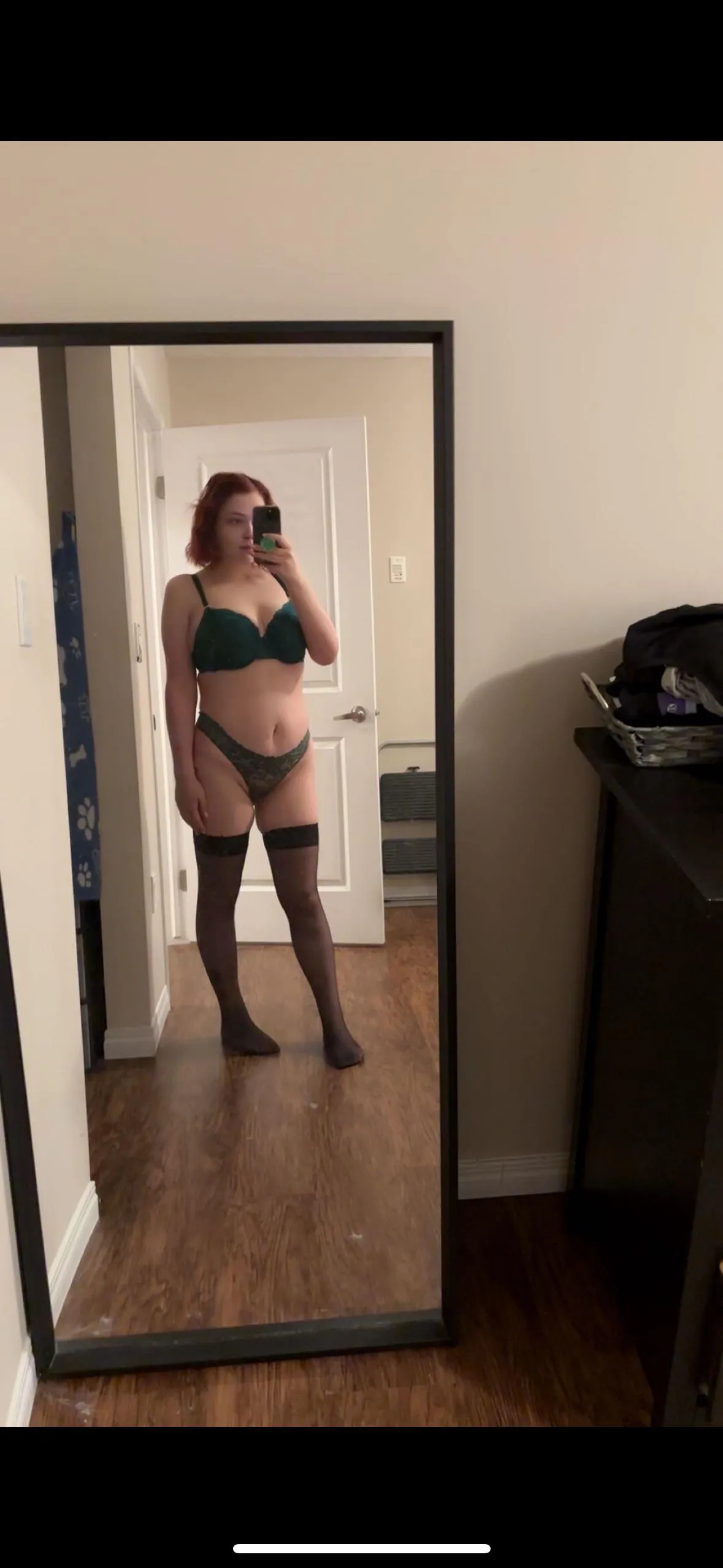 Red hair and thigh highs