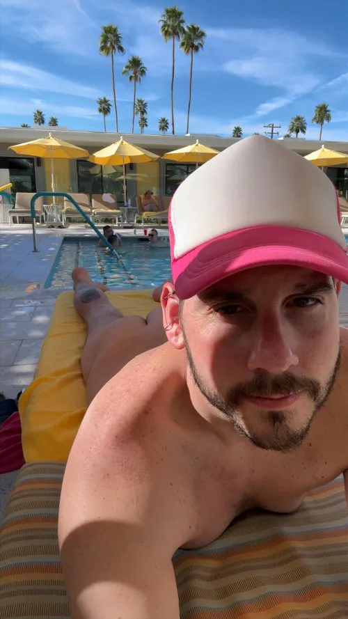 Relaxing by the pool