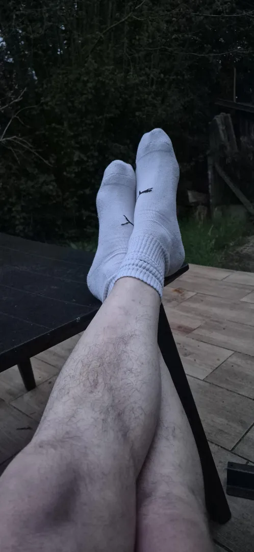 Relaxing outside in my socks… anyone else like white socks?