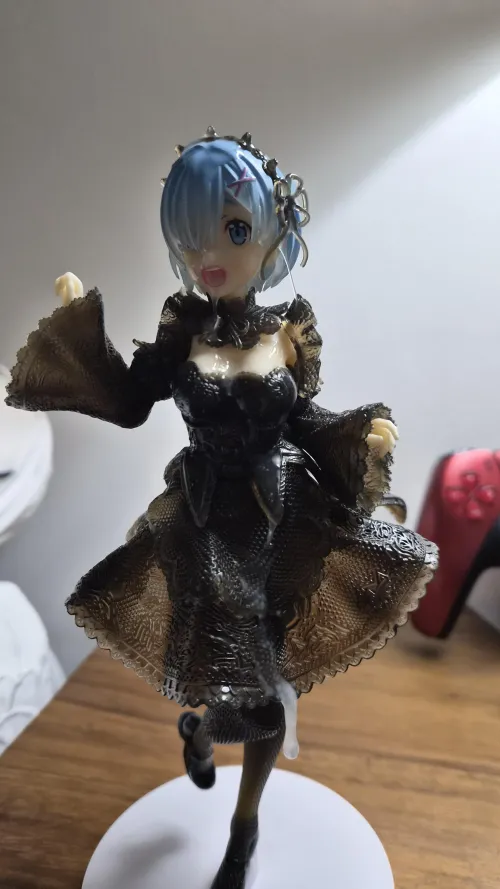Rem in a black dress