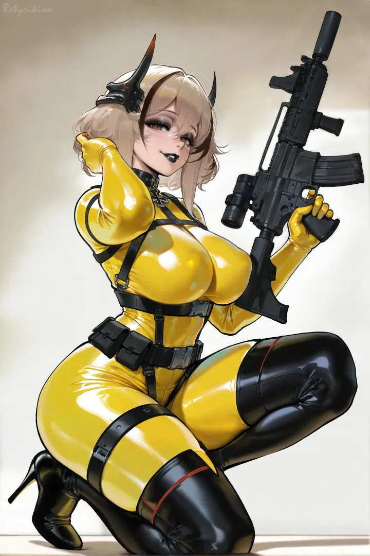 Roon (Azur Lane) in Yellow Latex