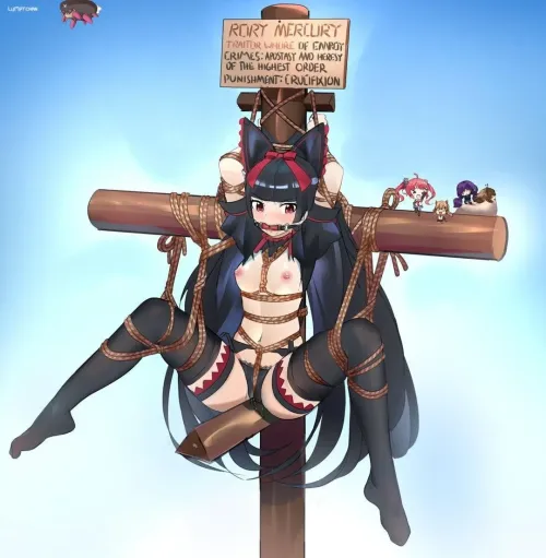 Rory all tied up, ready for public use/punishment~ [Artist: lumpychan]