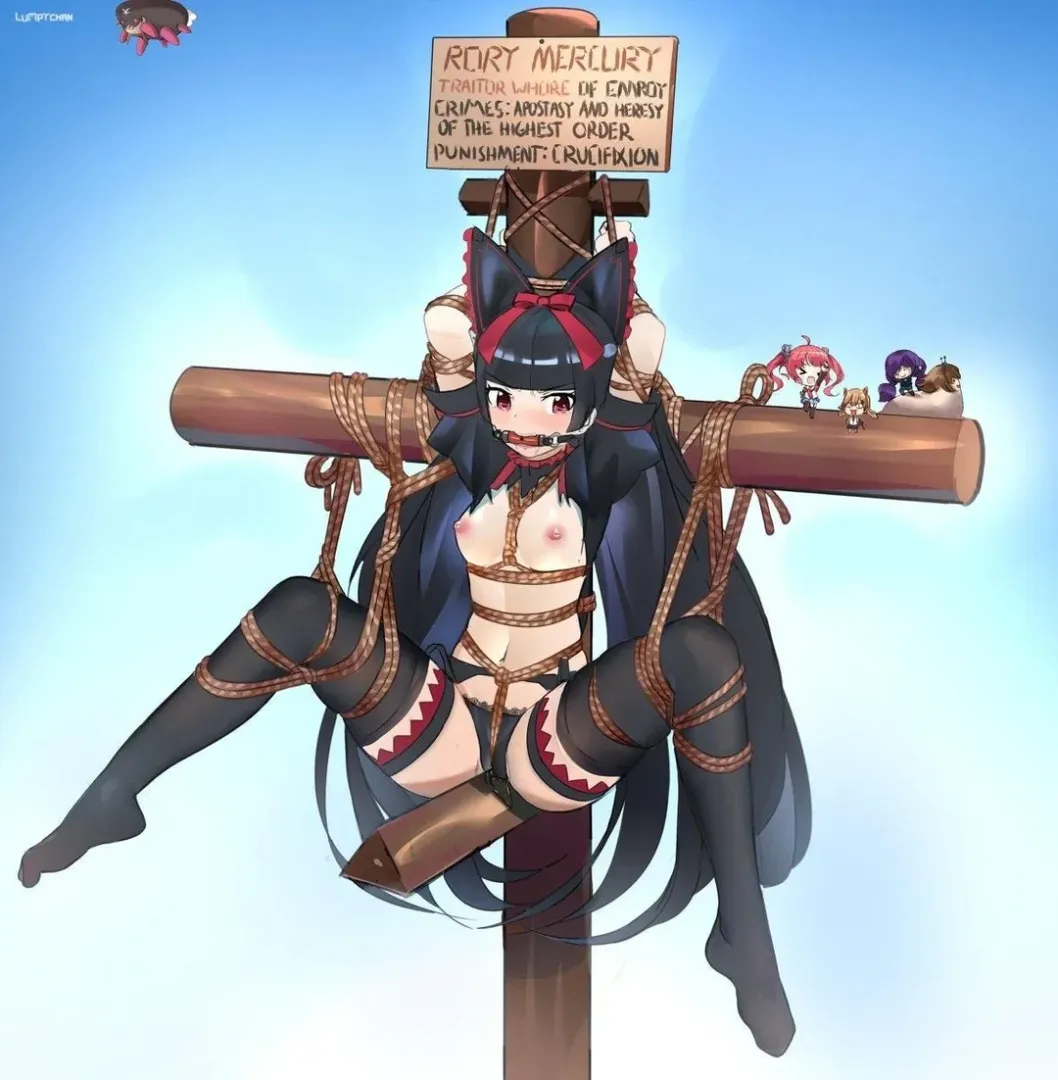 Rory all tied up, ready for public use/punishment~ [Artist: lumpychan]