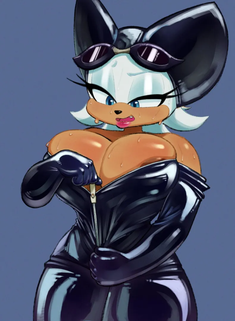 Rouge can't zip her costume (Grimy291)