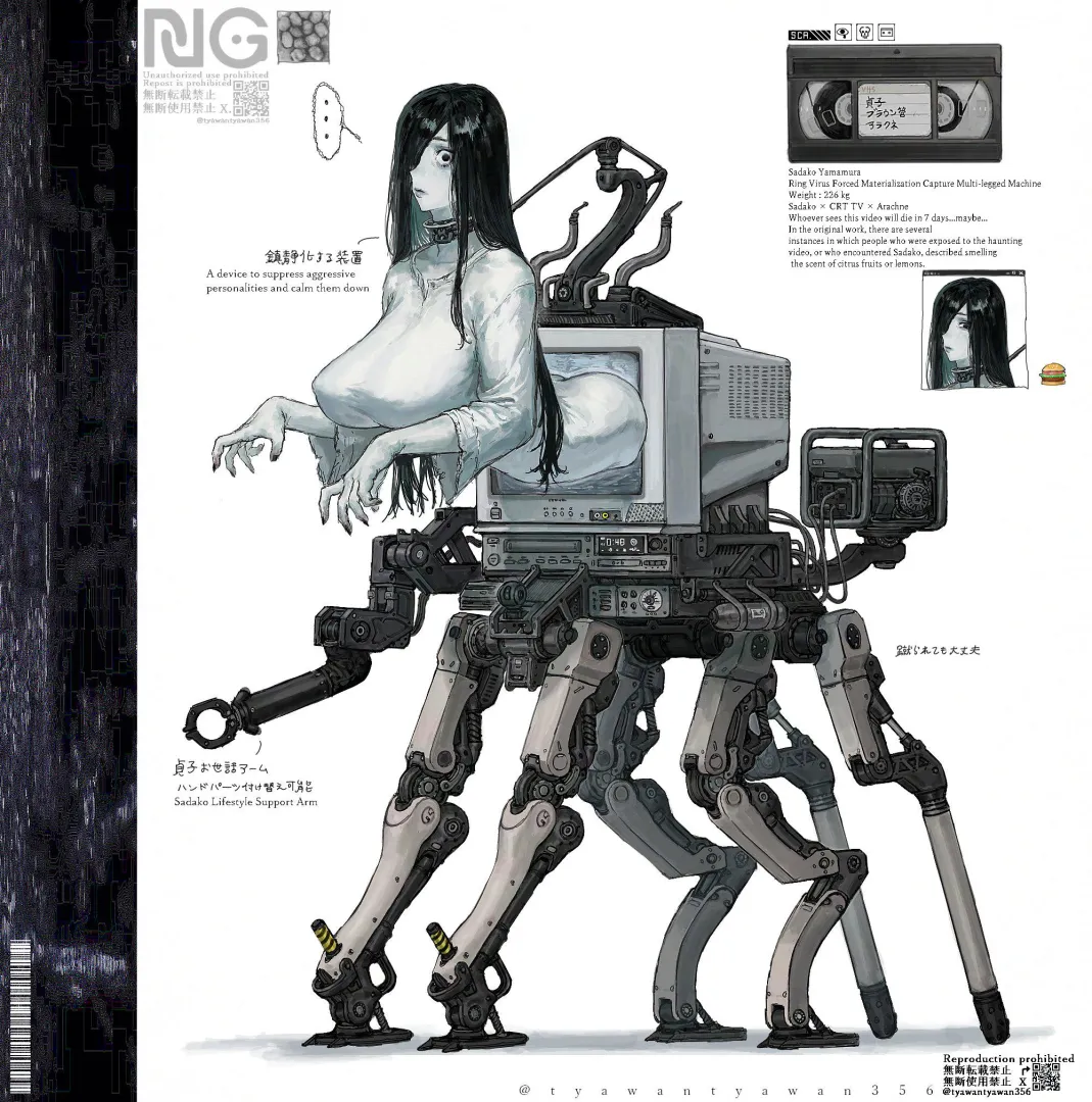 Sadako × CRT × Arachne by tyawantyawan356