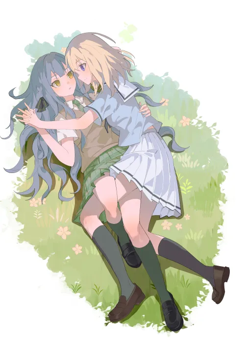 Sakiko and Uika in the grass [BanG Dream!] (amphetaa)