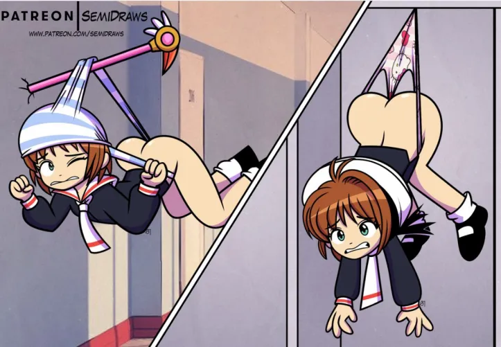 (sakura card captor) sakura kinomoto wedgie double hanging semidraws