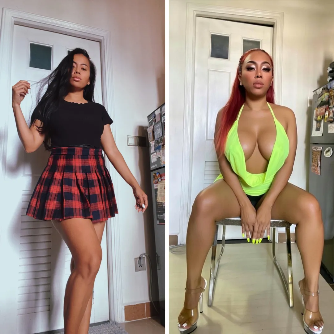 Same place, same girl, time passed with transformed body and mind. I love my bimbo journey and can’t wait for more! Such a turn on! 