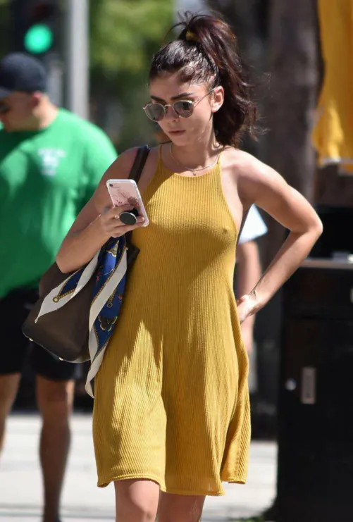 Sarah Hyland checking BroadwayNSFW.