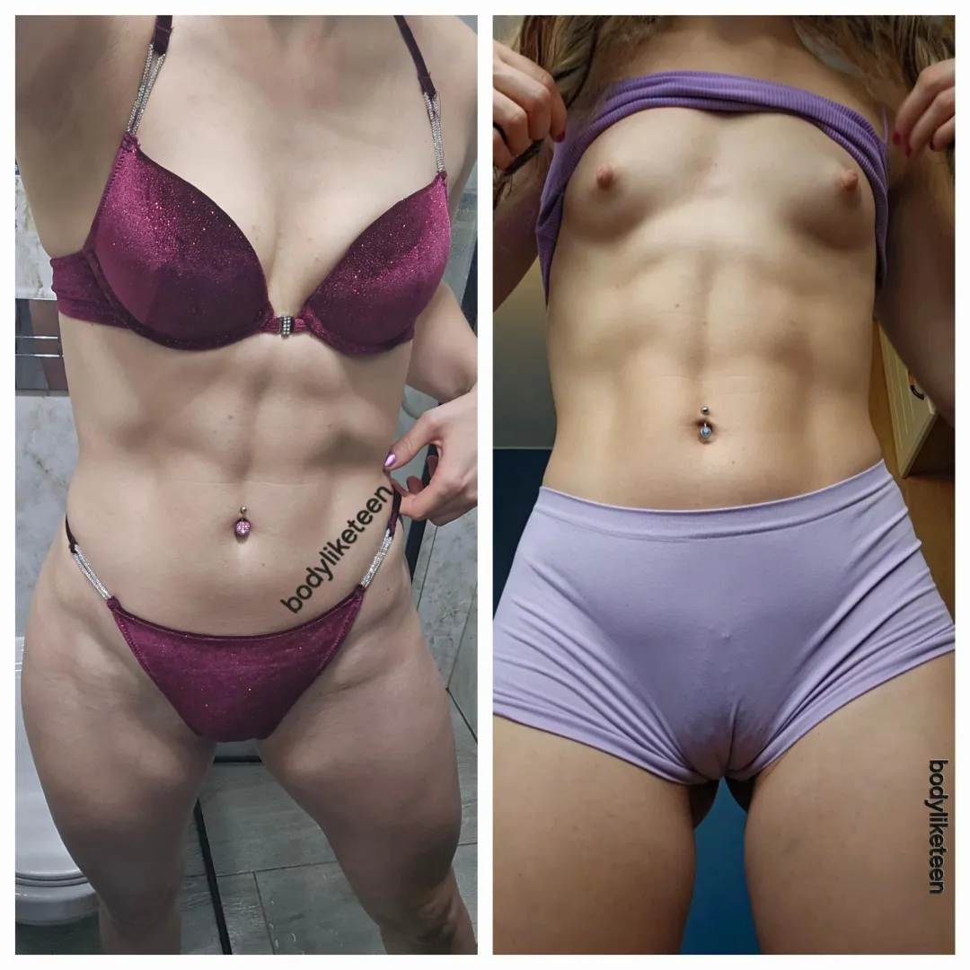 Sexy lingerie set vs naked tiny boobies
