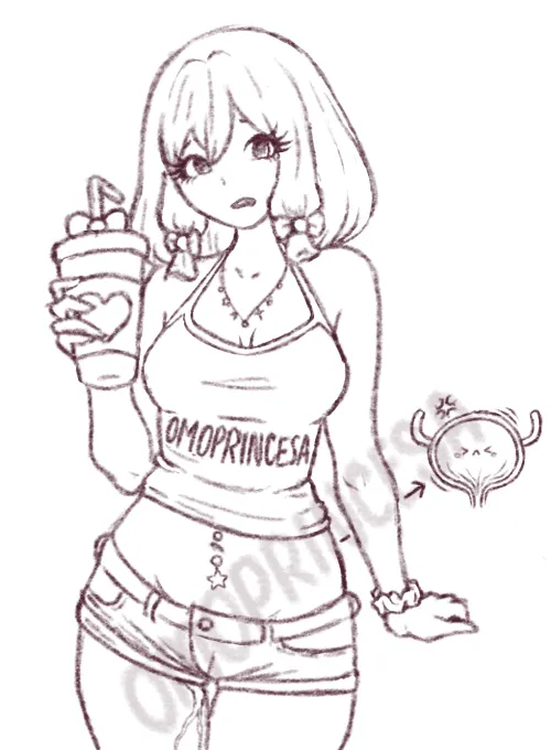 She has to finish it all before she gets permission to pee 