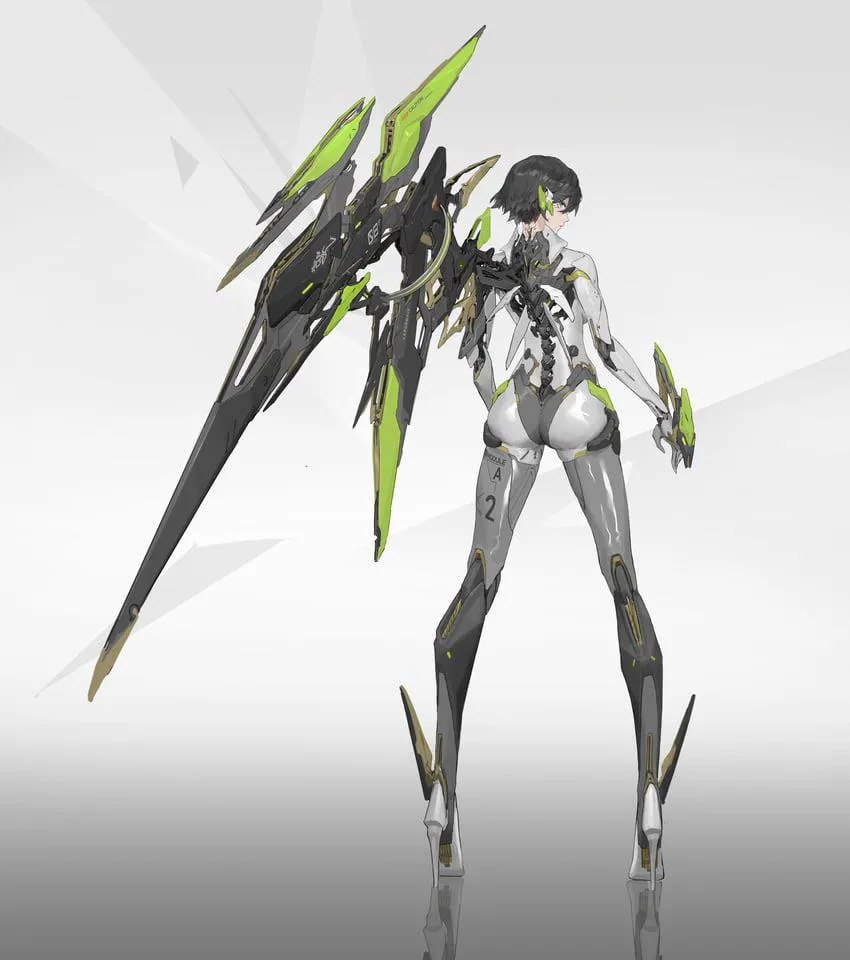 Short Haired Cyber Babe from Behind [Original]