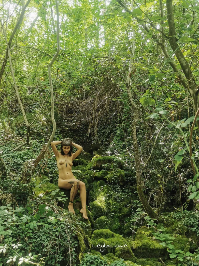 Sitting on soft moss