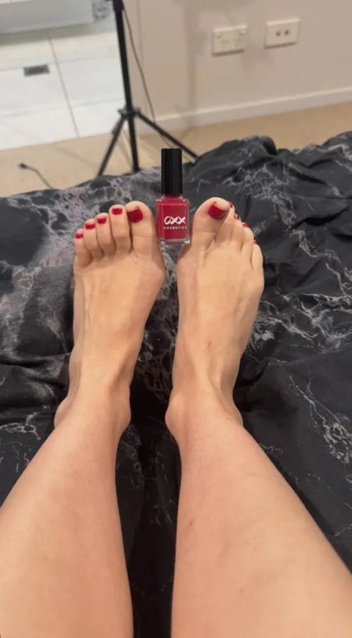 small size with red pedicure