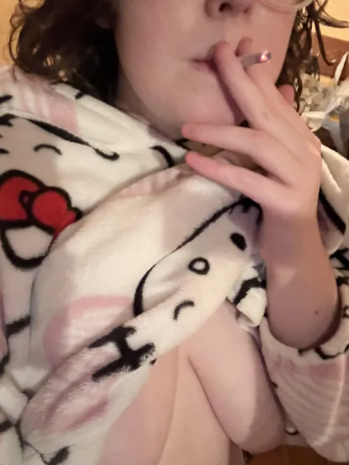 smoking a join in my cute gown 