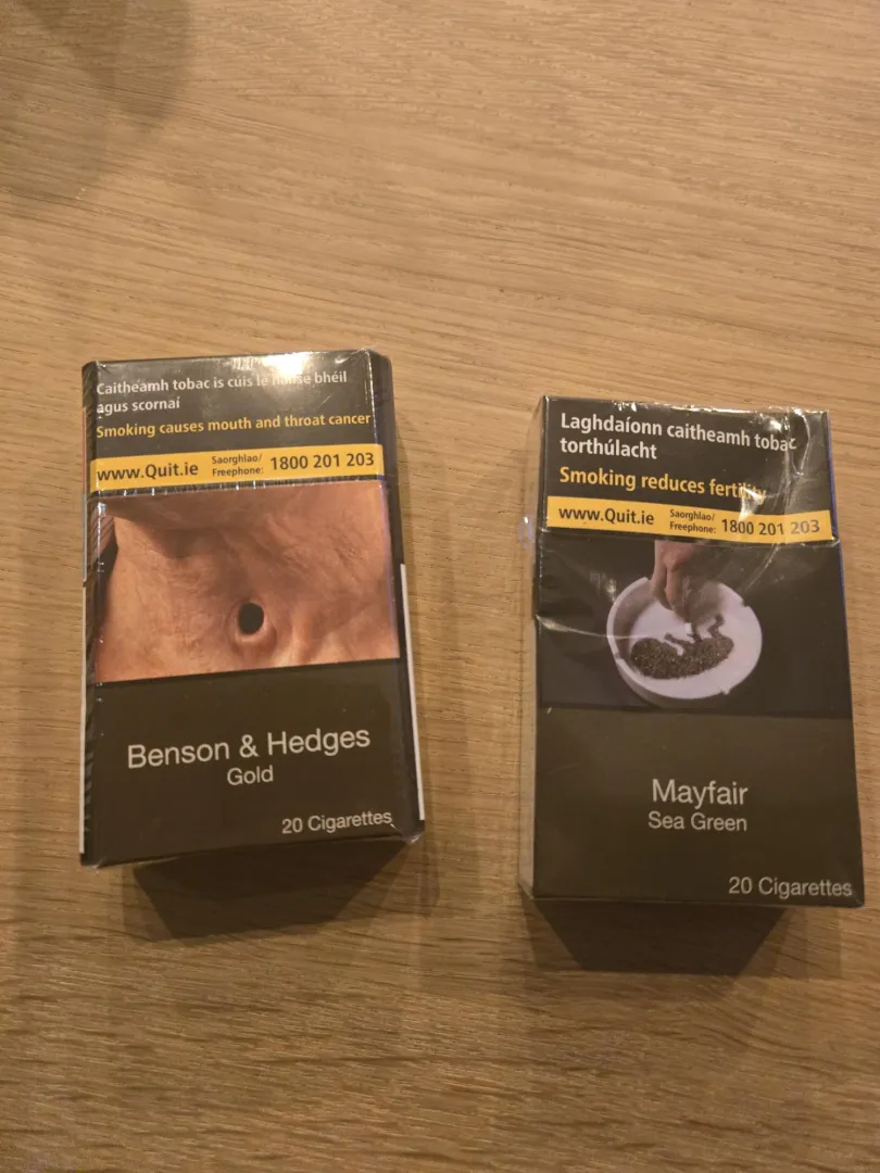 Some UK smokes in Ireland. Not wild about this packaging