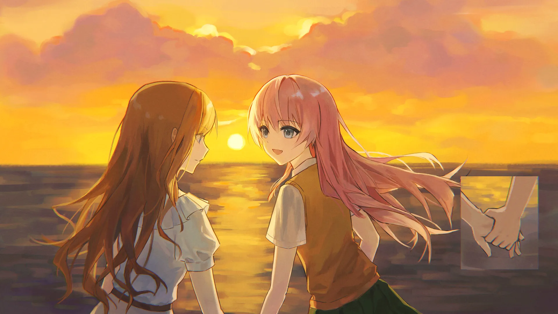 Soyo and Anon at sunset [BanG Dream!] (虎皮玄椒)