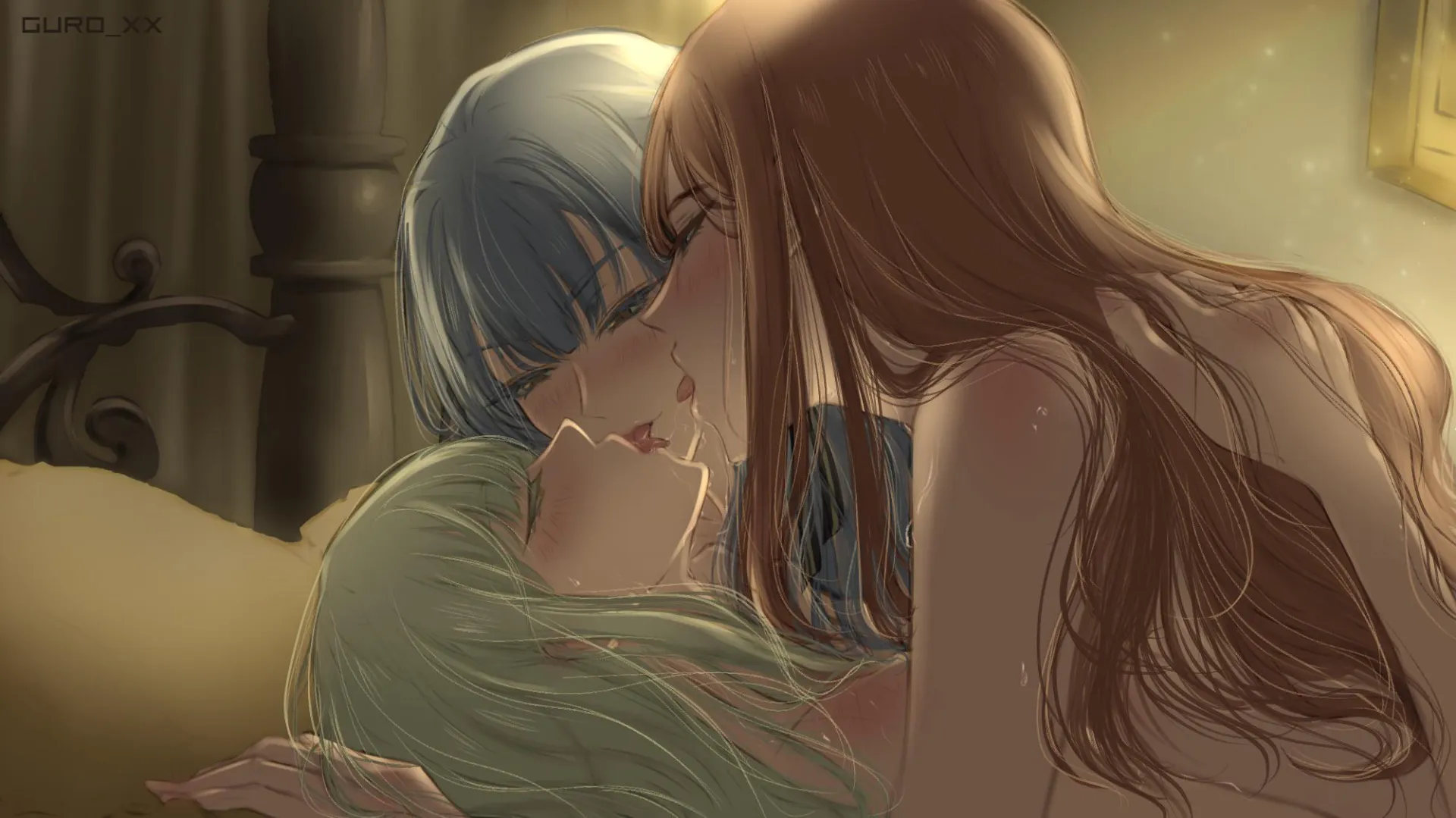 Soyo and Sakiko giving Mutsumi their love [BanG Dream!] (guro_xx)