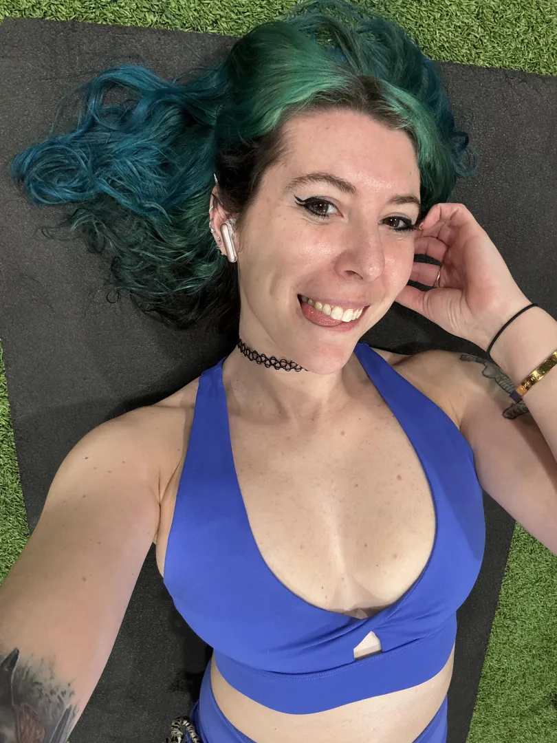 Sports bra cleavage