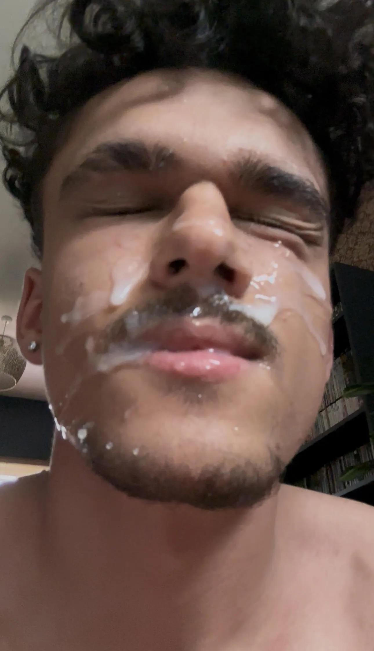 Sprayed my whole face in thick cum